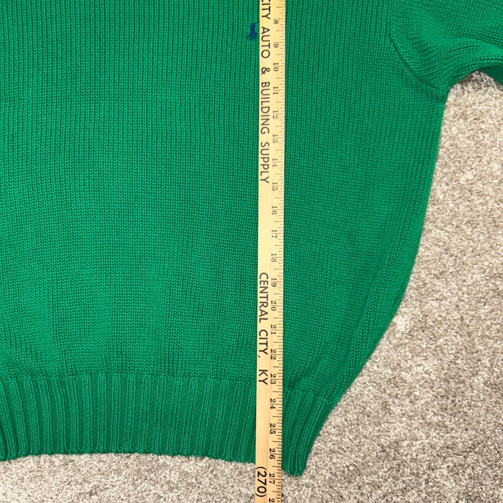 Vintage Polo Ralph Lauren Crewneck Sweater Men Size Large Green Cotton Hong Kong - Picture 4 of 8